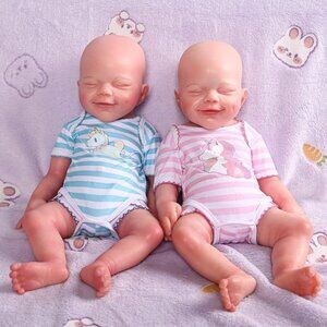 18.5" Full Silicone Reborn Baby Doll Soft Solid Silicone  Gifts for Newborn Baby